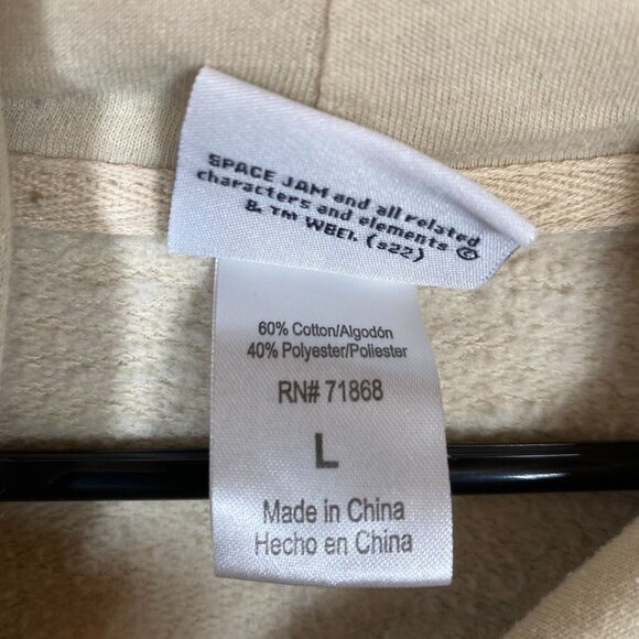 Space Jam Beige Hoodie Front & Back Graphics Large Size Cotton/Poly Blend Unisex - Picture 5 of 11